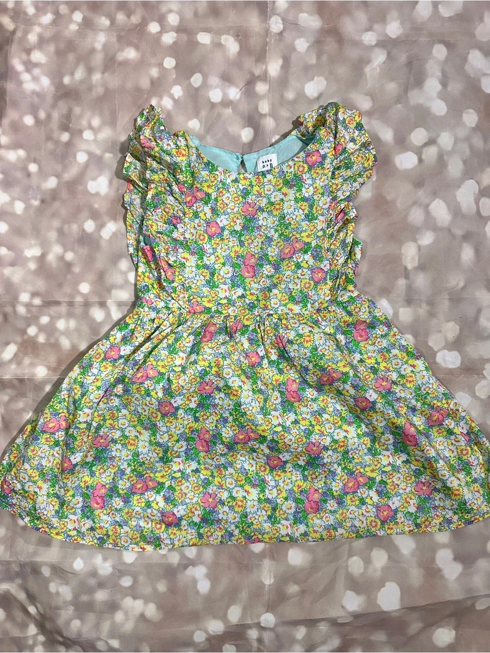 GAP Floral Ruffle-Sleeve Dress - Pink, Yellow & Green